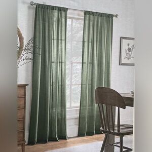 Linden Street Laredo green Sheer Rod Pocket Curtain Panel 2 pack